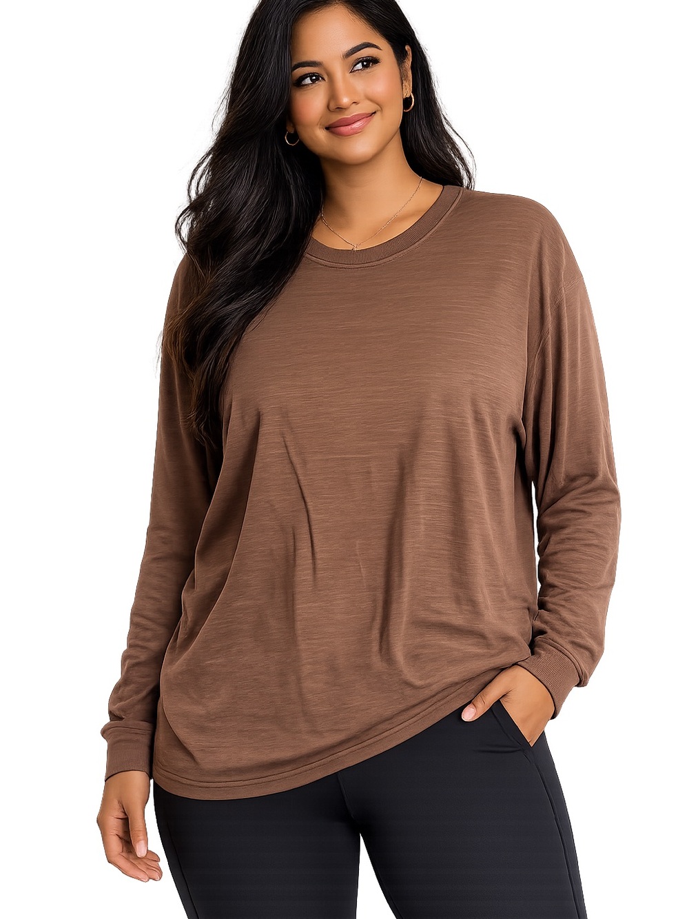 Old Navy Luxe Brown Long Sleeve Swing Top – Size XL